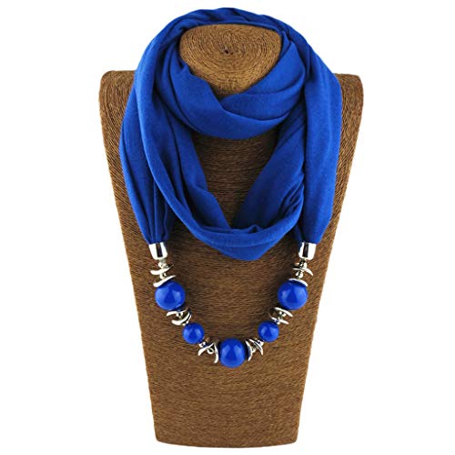 Cuigu Damen Schal Halsketten, Solid Color Schal Perlen Halstuch mit Schmuck (No.10) von Cuigu
