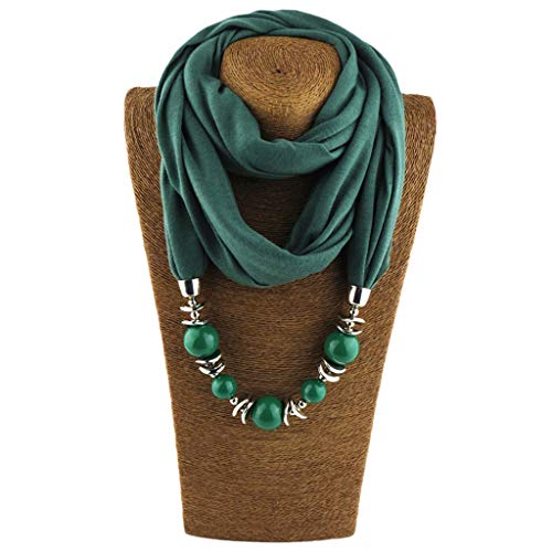 Cuigu Damen Schal Halsketten, Solid Color Schal Perlen Halstuch mit Schmuck (No.11) von Cuigu
