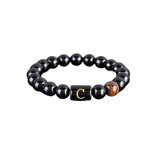 Armband Kristallarmband, Initialen 26 Buchstaben Armband natürliche Schwarze Perle Tigerauge Stein Armband Kristall Yoga Chakra Armband Armband Stretch Armreifen for Frauen Männer (Color : Letter C) Armband Kristallarmband, Initialen 26 Buchstaben Armband natürliche Schwarze Perle Tigerauge Stein Armband Kristall Yoga Chakra Armband Armband Stretch Armreifen for Frauen Männer (Color : Letter C) von CukYi