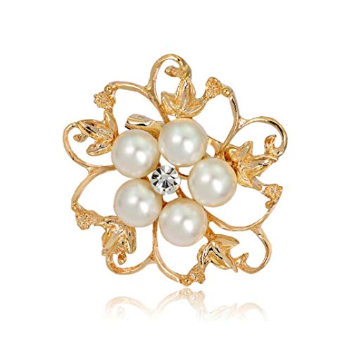 Culer Frauen-Legierung Brosche Blumen Brosche Perle Brust Pin Strass Mantel Brosche Bekleidungszubehör von Culer