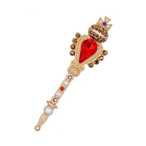 Culer Zauberstab Brosche Retro Kreuz Crown-Broschen-Kristallperlen-Broschen-Schal-Kragen-Pins Frauen von Culer