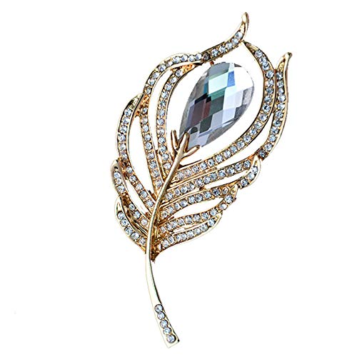 Frauen Legierungs-Brosche Pfau-Feder-Brosche Kristall Chest Pin Strass Mantel Brosche Bekleidungszubehör von CULER
