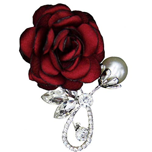 Legierungs-Brosche Stoff Rose Brosche Strass Chest Pin Perlen Dekoration Mantel Brosche Bekleidung Accessoires Für Damen von Culer