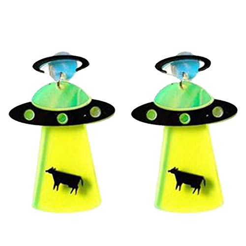Persönlichkeit Acryl Geometric Ufo Raumschiff Fliegende Untertasse Alien Baumeln Ohrringe Schmuck von CULER