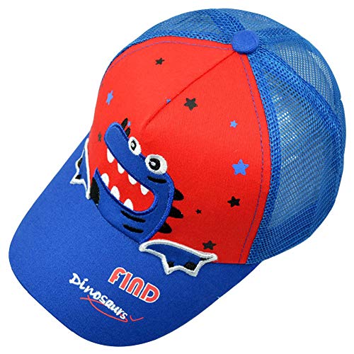 Unisex Kinder Baumwolle Baseball Cap Sun Cap Sport-Hut-Dinosaurier-Muster-Dome-Kappe Justierbarer Baseball-Mütze Trucker Caps Für Junge Mädchen (Blau) von Culer