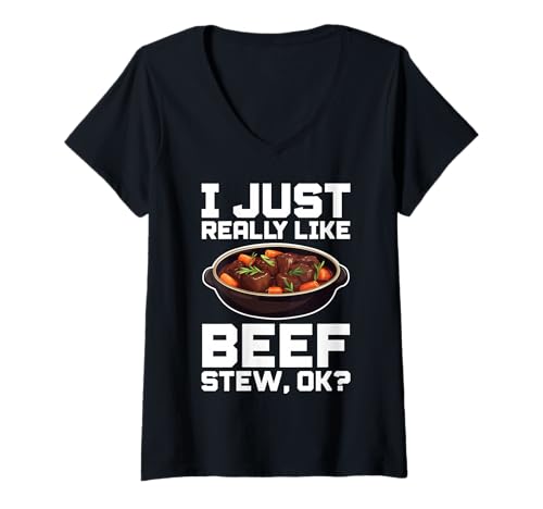 Damen Love Beef Stew Lustiges Design T-Shirt mit V-Ausschnitt Damen Love Beef Stew Lustiges Design T-Shirt mit V-Ausschnitt von Culinary Humor Tees