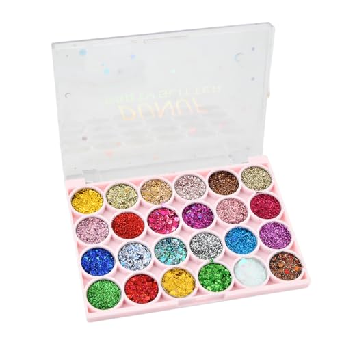 24 Farbe Lidschatten Palette, Glitzer Eyeshadow Palette Schimmernde, Metallic Sequined Eye Shadow, Make Up Hohe Farbwiedergabe, Shimmer Smoky Matte Glitter Ultra Pigmented Blendable Contouring (02) von Culinavog