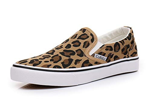 Cull4U Damen Klassische Slip On Sneaker Schuhe, Blau (Leopard/Weiß), 39 EU von Cull4U