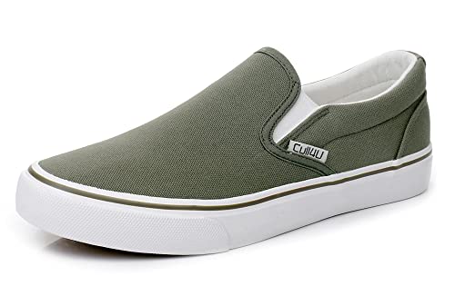 Cull4U Damen Klassische Slip On Sneaker Schuhe, oliv/weiß, 42 EU von Cull4U