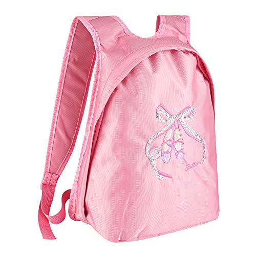 Culnflun Girls Ballet Dance Rucksack Kinder Schulter Sport Reißverschluss Tasche Pink Black Oxford Stoff 29 * 16 * 36 cm 11,4 * 6,3 * 14,2in (Pink Sequins Dance Shoes) von Culnflun
