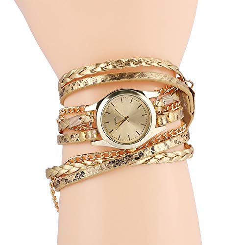 Culnflun Women Braid Weave Bracelet Quartz Analog Round Watch Wristwatch Timepiece for Casual Dating Daily Wear PU Material von Culnflun