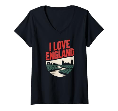 Damen Ich Liebe die malerische Landschaft Englands T-Shirt mit V-Ausschnitt Damen Ich Liebe die malerische Landschaft Englands T-Shirt mit V-Ausschnitt von Cultural Heritage United Kingdom