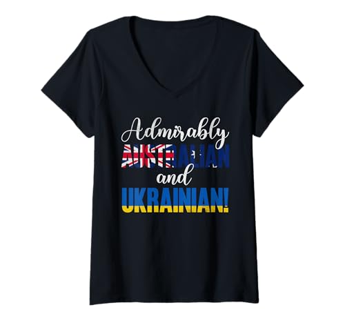 Damen Bewundernswert australische und ukrainische gemischte Nationalitäten T-Shirt mit V-Ausschnitt von Cultural Pride Mixed Nationalities Design