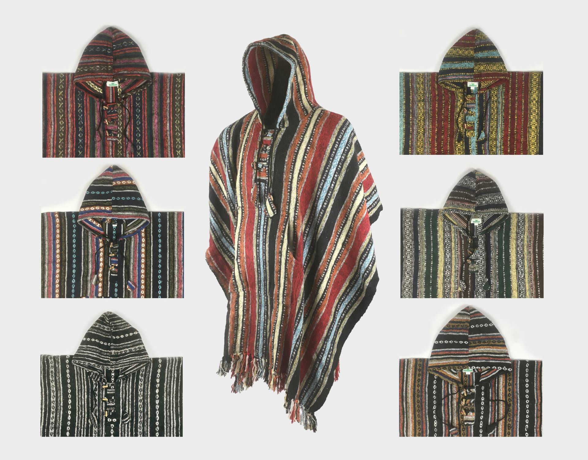 Heavy 100% Gewebte Und Gebürstete Baumwolle Kapuzenpullover Poncho | Medium/Großer Erwachsener von CulturalRoots