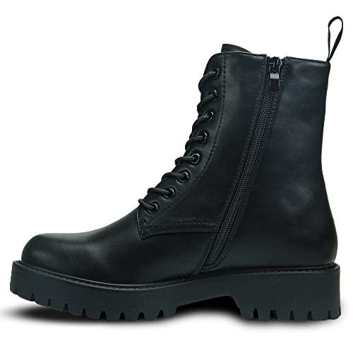 Cultz Essential 8 Eyelet Stiefeletten mit Reißverschluss Combat Boots Damen Stiefel Schwarz 39 von Cultz