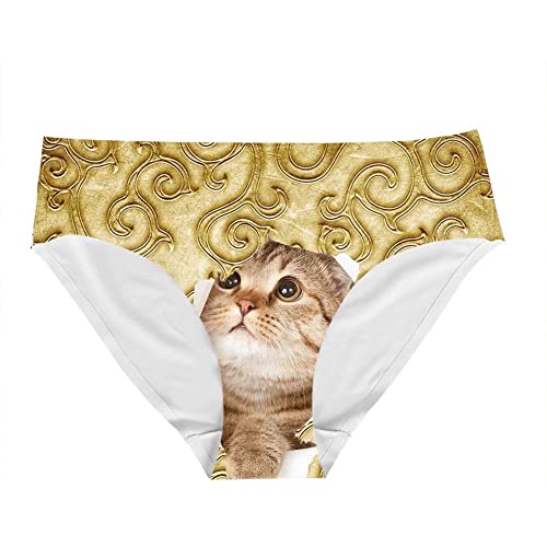 Cumagical Damen Bunte Unterwäsche Shorts Gedruckt Sexy Muster Damen Höschen, katze, 42 von Cumagical