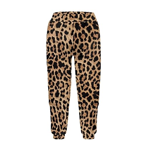 Cumagical Jungen Mädchen Jogginghose Kinder Baseballhose Sweatpants für Teenager Mädchen mit Tasche, Leopard Gepard, 12-13 Jahre von Cumagical