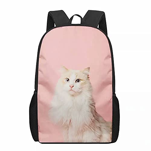 Leichter Rucksack mit Tierdruck, klassische Mode, Schultasche für Kinder/Mädchen/Jungen, Rosa/Katze, M von Cumagical