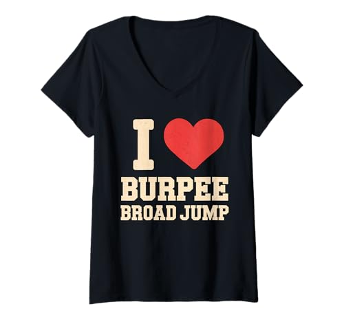 Damen I Love Burpee Bread Jump Fitness T-Shirt mit V-Ausschnitt von Cumilo Fitness Fanatic Burpees