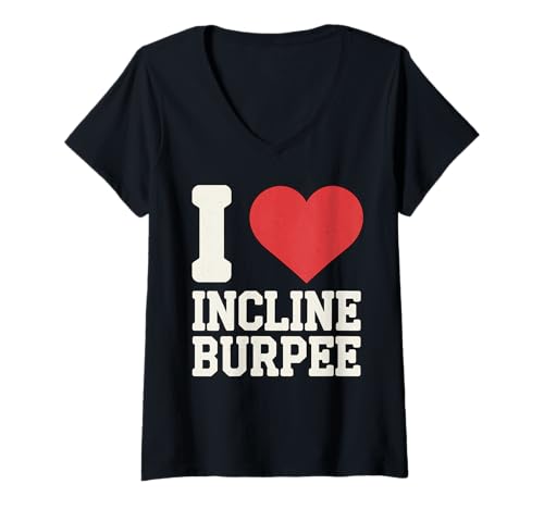 Damen Ich Liebe Incline Burpee Fitness T-Shirt mit V-Ausschnitt Damen Ich Liebe Incline Burpee Fitness T-Shirt mit V-Ausschnitt von Cumilo Fitness Fanatic Burpees