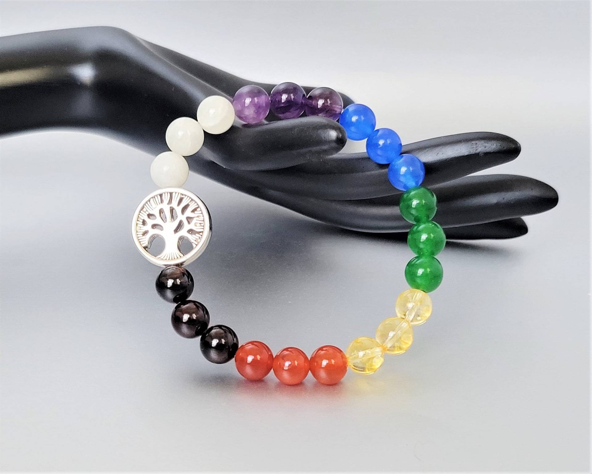 7 Chakra Armband, Baum Des Lebens Chakra, Dehnbares Heilender Schmuck, Yoga Ausgeglichenes Heilstein, Geschenkidee von CumisGems