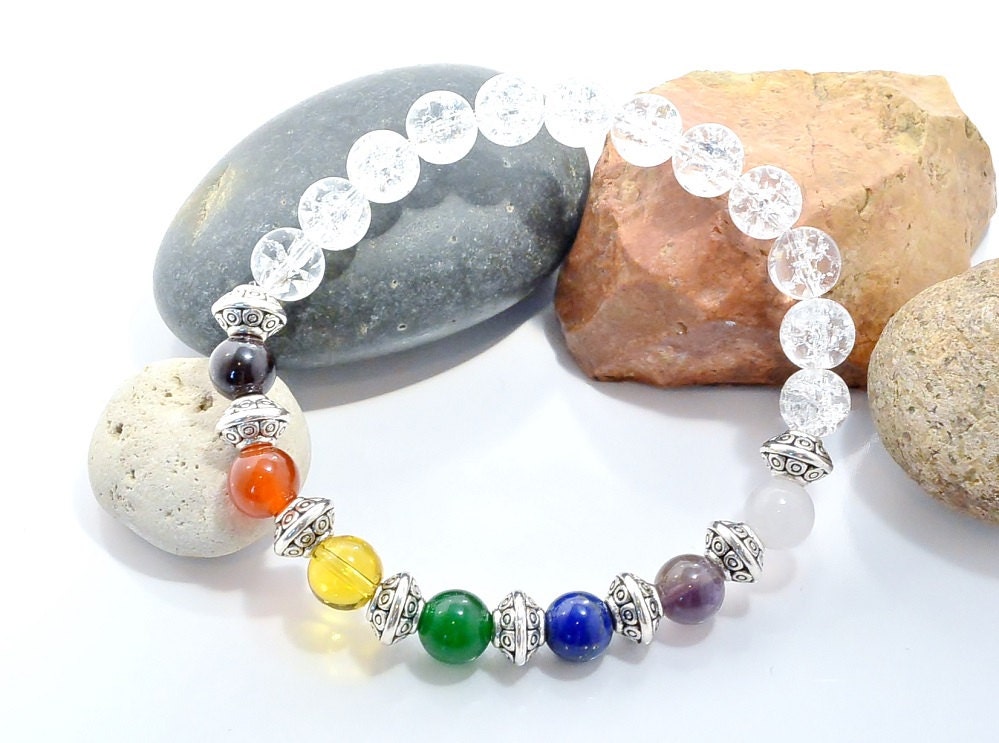 7 Chakra Armband, Yoga Stretchy Edelstein Schmuck, Heilstein Kristall, Energie Edelstein, Geschenk Für Sie, Perlenarmband von CumisGems