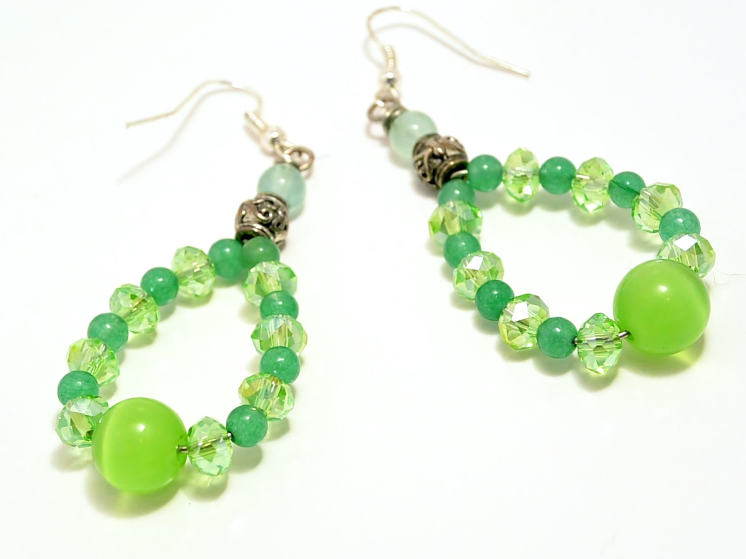 st. Patricks Day, Katzenauge, Boho Chic Schmuck, Teardropohrringe, Geschenk Für Frauen, Ansprechend Mint Ohrringe, Geschenk-Idee von CumisGems