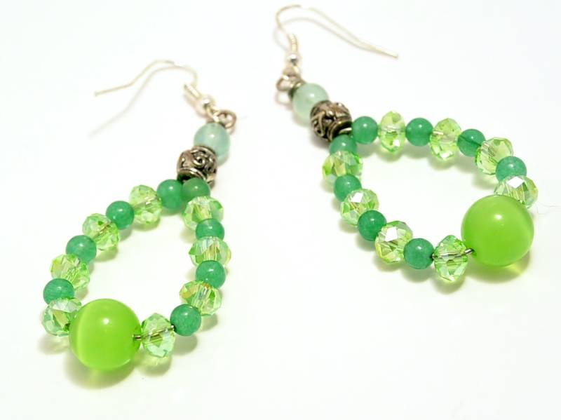 st. Patricks Day, Katzenauge, Boho Chic Schmuck, Teardropohrringe, Geschenk Für Frauen, Ansprechend Mint Ohrringe, Geschenk-Idee von CumisGems
