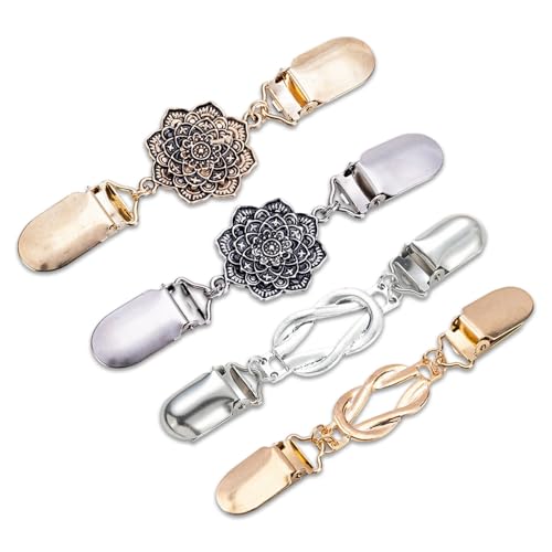4 Stück Vintage Strickjacke Clips, Cardigan Clip Aus Metall Mit Anti Rutsch Design, Pullover Clips Für Damen Und Herren, Elegantes Accessoire Für Strickjacken, Cardigans Und Pullover von Cumnvulnt