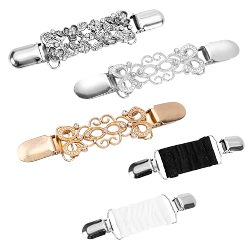 5 Stück Vintage Cardigan Clips, Schal-Schnalle aus Zinklegierung Kragen Metallclip, Kleid Taillenstraffer, Clinch Clip für die Anpassung von Schals, Pullover, Jacken und Kleidern von Cumnvulnt