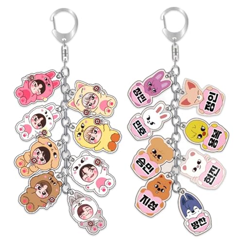 Cumnvulnt 2 PCS Stray Kids Schlüsselanhänge, Niedlicher Cartoon Schlüsselanhänger, Hochwertiges Acryl Keychain Für Kinder, Als Fanartikel Und Geschenk von Cumnvulnt