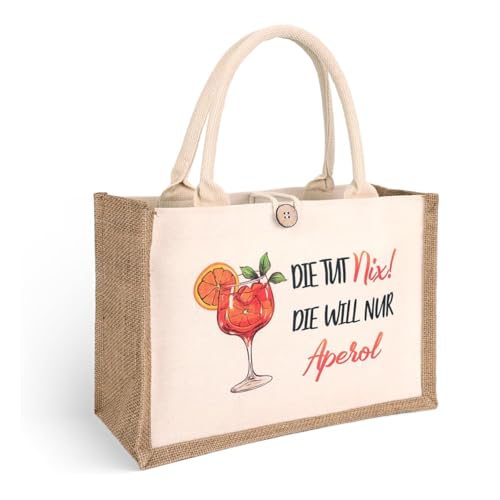 Cumnvulnt Aperol Geschenk Tasche, Jutetasche für Frauen, Geschenk Damen Jute Shopper Bag, Aperol Spritz Accessoires für Weihnachten, JGA, Geburtstag, 32×21×13cm von Cumnvulnt