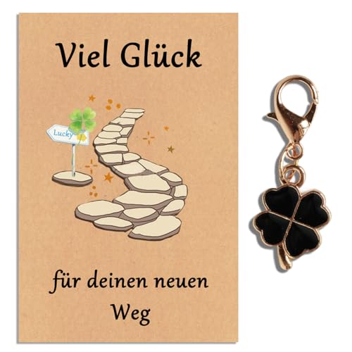 Cumnvulnt Kleeblatt Schlüsselanhänger mit Karte, Glücksbringer Vierblättriges Kleeblatt, Viel Glück Geschenke, Glücksbringer Geschenk für Besondere Anlässe wie Einschulung, Operation von Cumnvulnt