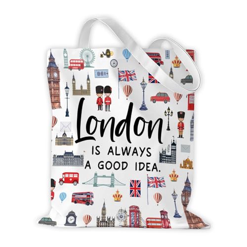 London Geschenk Handtasche, London Geschenk, London Souvenir, Vintage Tasche, Einkaufsbeutel, Vintage Taschen, Stofftasse, für Alltag, Shopping & Geschenke, Canvas, 40×35CM, Doppelseitig Bedruckt von Cumnvulnt