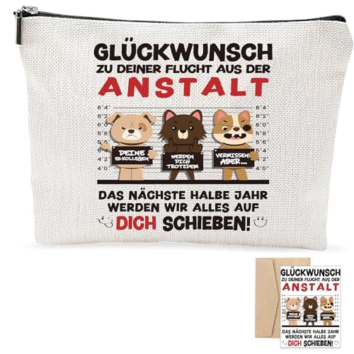 Kollegen Abschiedsgeschenk Set, Lustig und Inspirierende Kosmetiktasche, Passende Grußkarte mit Umschlag, Geschenkset für Kollegen Freunde Ruhestand Jobwechsel von Cumnvulnt