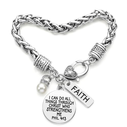 Cunno Religiöse Bibelvers Armbänder für Frauen Phil 4:13 Her Scripture Quotes Bracelet Faith Christian Blassing Jewelry Christmas Birthday Inspirational Gifts for Women Mother Daughter von Cunno