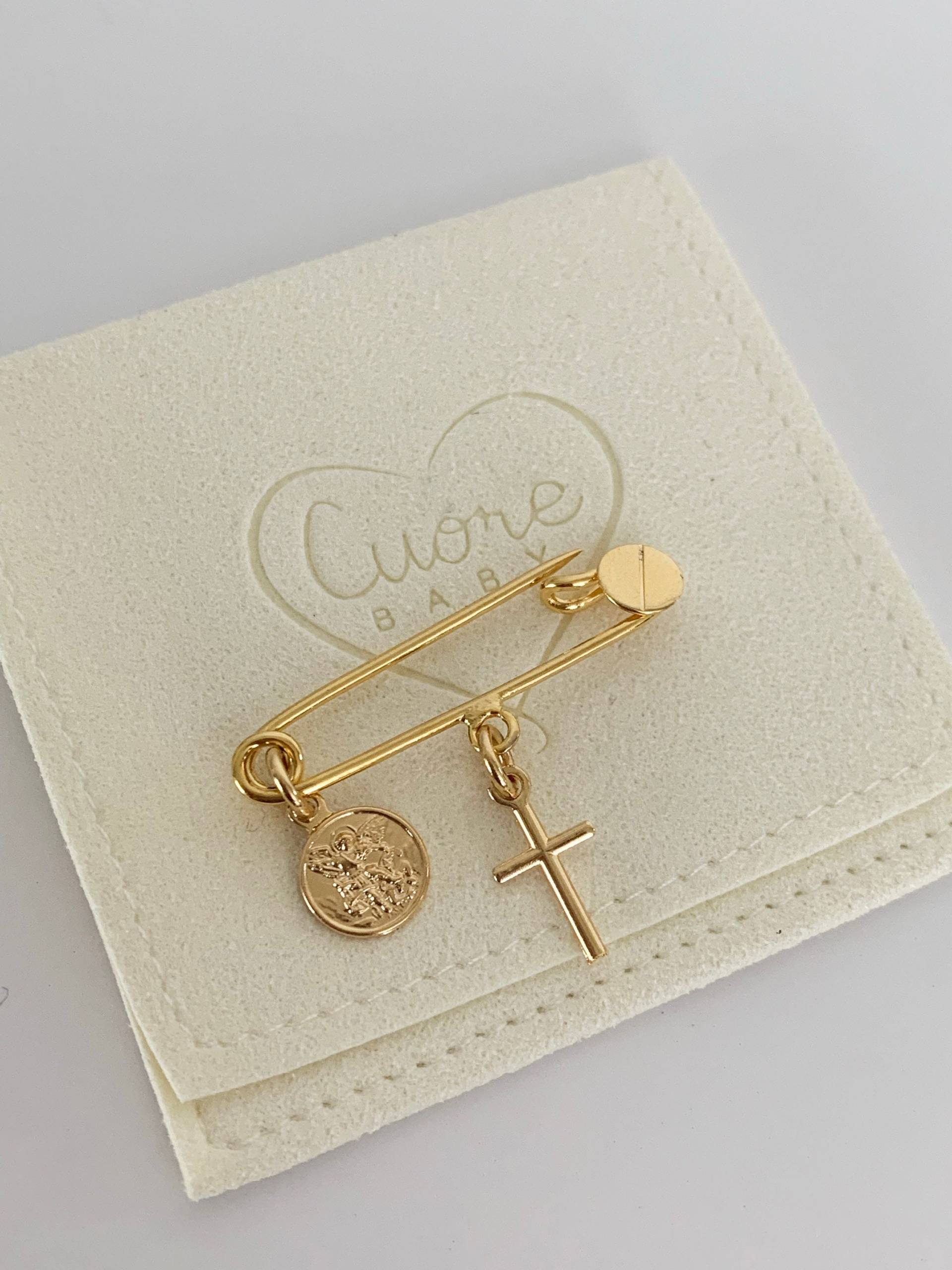 24 Karat Vergoldete Baby-Sicherheitsnadel. Sicherheitsnadel Mit Anhänger Des Erzengels Michael. Unisex-Brosche. Kinderwagenbrosche. Für Babys 24 Karat Vergoldete Baby-Sicherheitsnadel. Sicherheitsnadel Mit Anhänger Des Erzengels Michael. Unisex-Brosche. Kinderwagenbrosche. Für Babys von CuoreBabystore