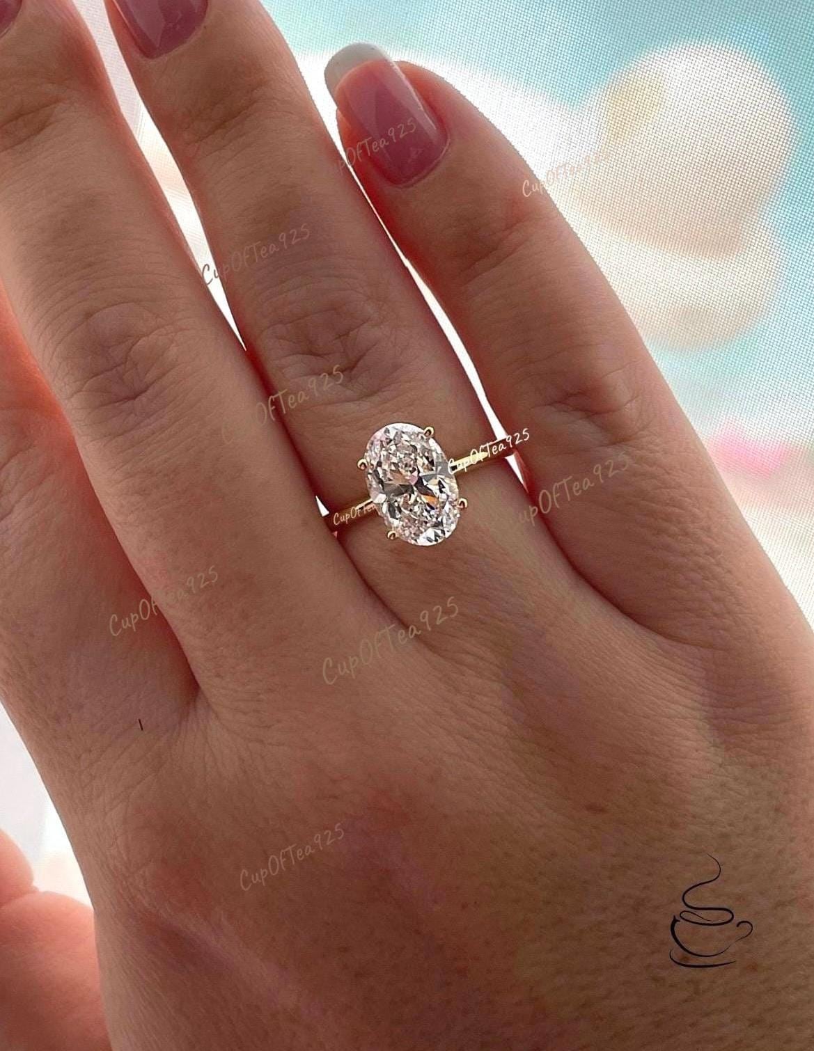 Die Brooklyn. Gelbgold Vermeil, Rose Gold Sterling Silber 925 2.5Ct, 3.5Ct Oval Cut Cz Solitaire Verlobungsring, Reisering von CupOfTea925