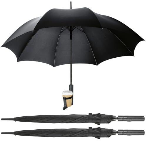 Cupbrella Regenschirm 2er Set – Robustes Fiberglas-Gestell mit Getränkehalter | Sturmfest, automatisch öffnend, 105cm Spannweite | Wasserabweisendes, schnelltrocknendes Material, für Wind & Wetter von Cupbrella