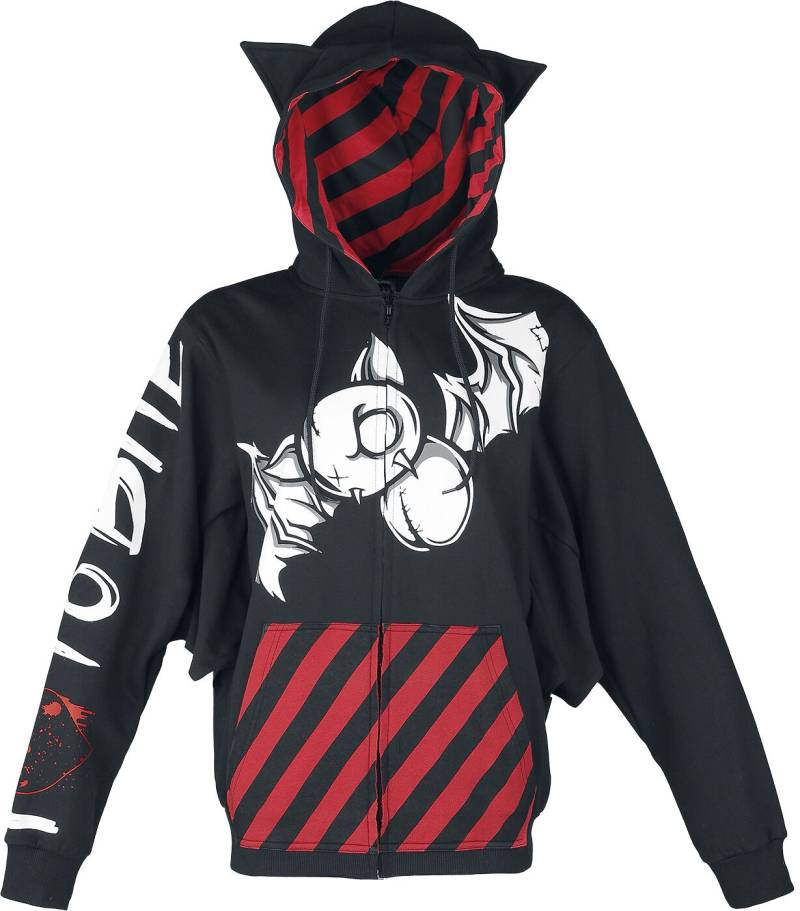 Cupcake Cult Bat Attack Hood Kapuzenjacke schwarz rot weiß in XXL von Cupcake Cult