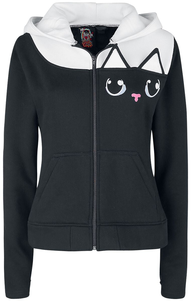 Cupcake Cult Kitty Hood Kapuzenjacke schwarz weiß in 3XL von Cupcake Cult