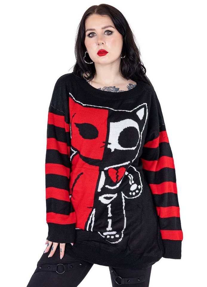 Cupcake Cult Strickpullover Half Dead Cat Zombie Kitty Katze Anime Manga Kawaii von Cupcake Cult