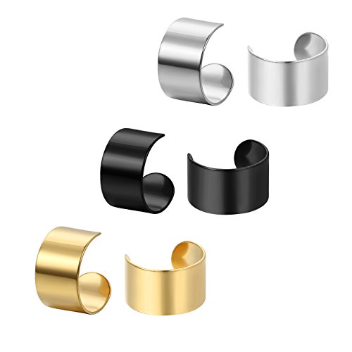 Cupimatch 3 Paare Edelstahl Männer Creolen Ohrstecker Set für Herren Damen Hoop Ohrringe Ohr Huggie Piercing, schwarz (3 Set) von Cupimatch