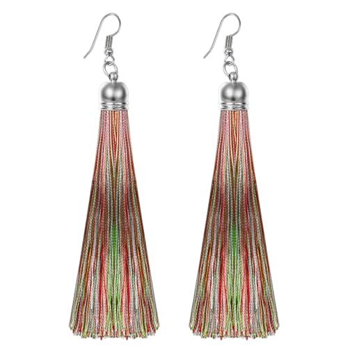Cupimatch 6 Paare Set Damen Quaste Ohrring Böhmischer Stil Lang Tassel Ohrhänger Farbig Frauen Ohr Schmuck 10,5cm von Cupimatch