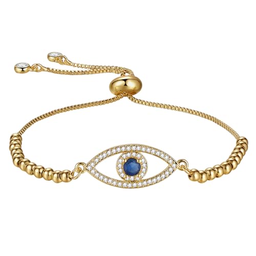 Cupimatch Armband Damen Böser Blick: Blaue Nazar Auge Damenarmband Evil Eye Armkette Amulett Armschmuck für Mädchen Frauen von Cupimatch