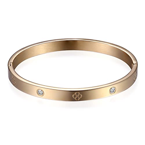 Cupimatch Armband Damen Edelstahl Armspange: Armreif Damen Armband mit Strasssteinen Geschenk für Frauen Mädchen zu Geburtstag Valentinstag von Cupimatch