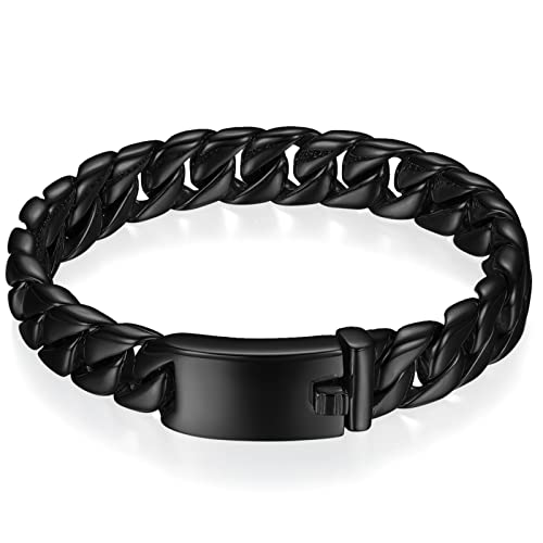 Cupimatch Armband Schwarz Panzerkette Herren Edelstahl Weizenkette Armkette für Männer von Cupimatch