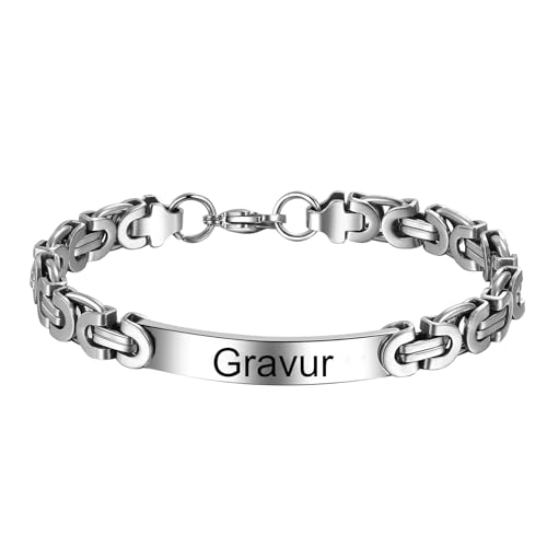 Cupimatch Armband mit Gravur Königskette: Armbänder Personalisierte Edelstahl Glänzend Poliert Pärchen Armkette Geschenk für Damen Herren zu Weihnachten Jubiläum Hochzeit Geburtstag Valentinstag von Cupimatch