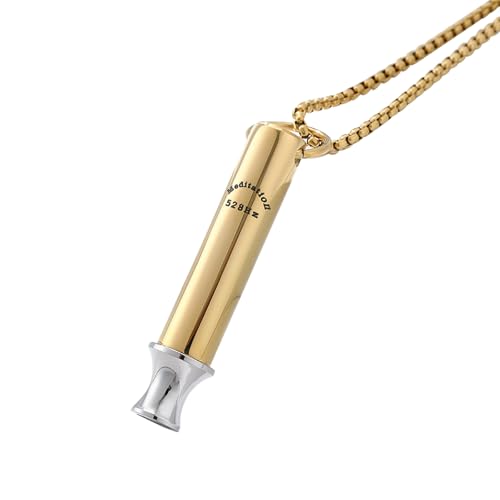 Cupimatch Atmung Halskette Gegen Angst: Gold 528 hz Pfeifen-Halskette Edelstahl Atemübungen Meditation Halskette Anti Angst Schmuck Geschenk für Männer Frauen von Cupimatch