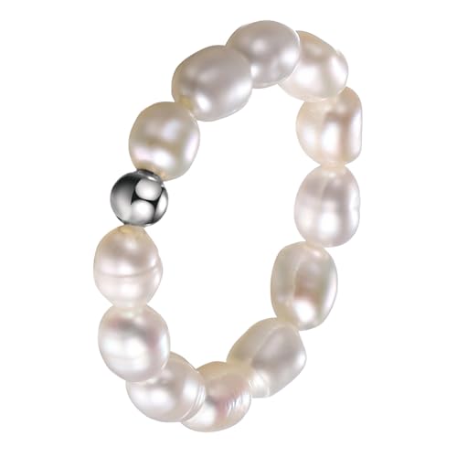 Cupimatch Barocker Perlenring für Frauen: Exquisite Elastische Damen Ring Süßwasserperlen Fingerperlenringe Geschenke für Frauen Mädchen von Cupimatch